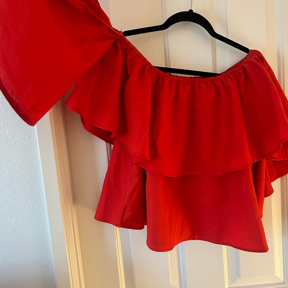 Off the Shoulder Red Ruffle Top - Picture 4 of 4